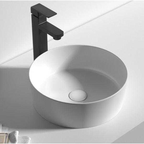 360*360*120mm Bathroom Round Above Counter White Ceramic Wash Basin